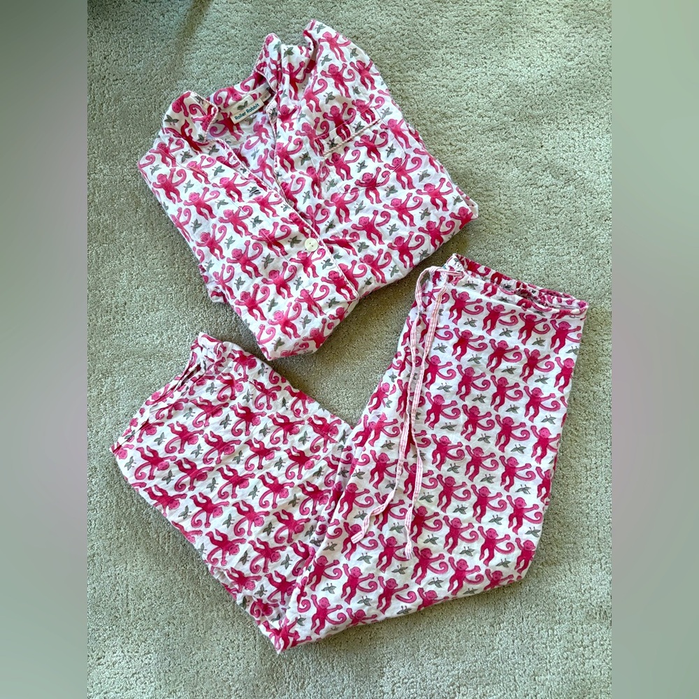 Roller Rabbit Pink and White Pajama Set